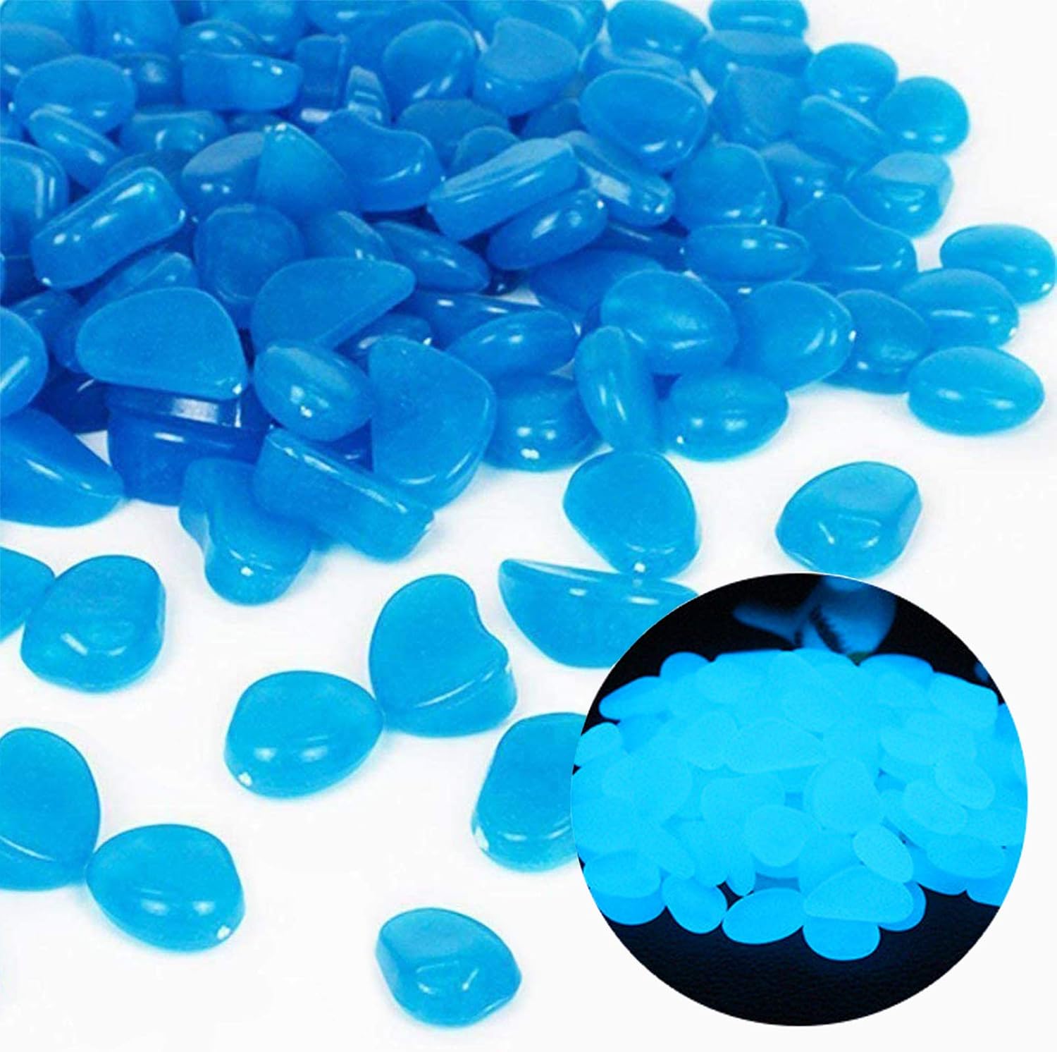 Fish Aquarium Home - Fish Tank Rocks Glow Blue Pebbles