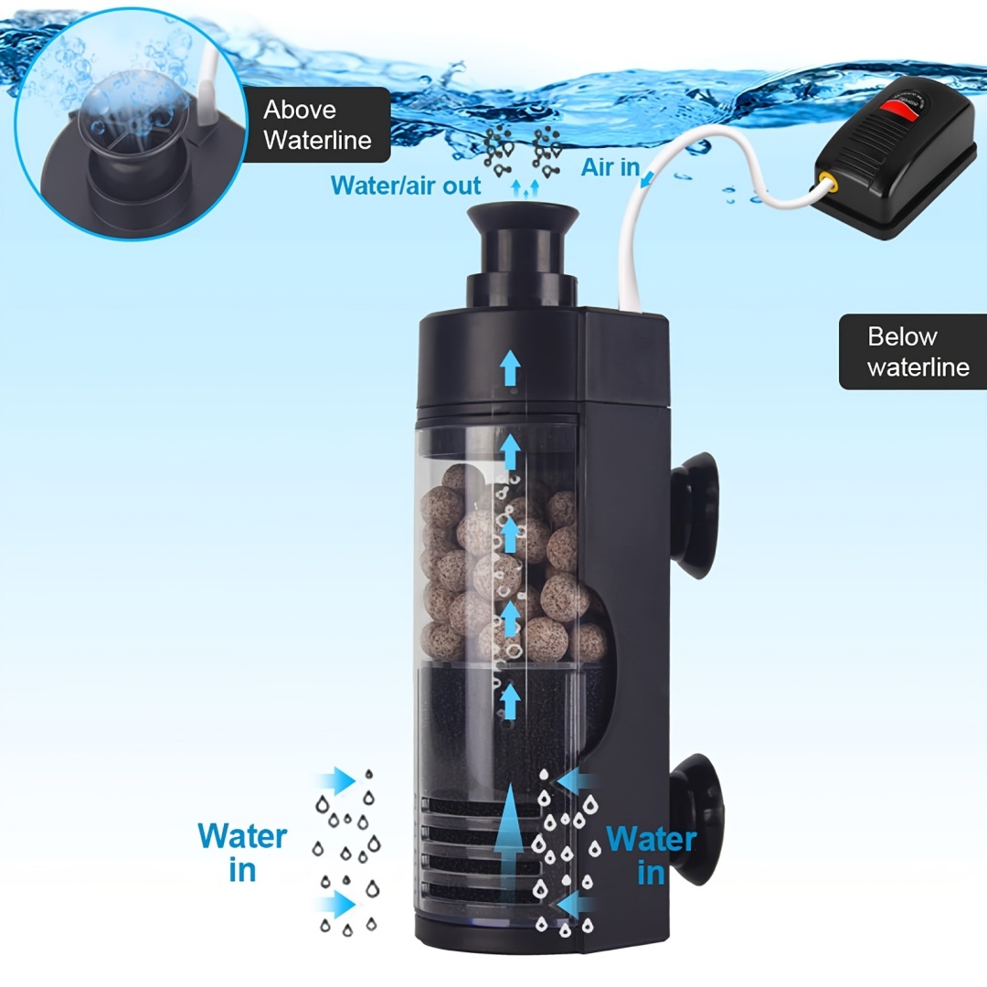 Betta Fish Tank - Compact Wall-Mounted Bio Sponge Filter -