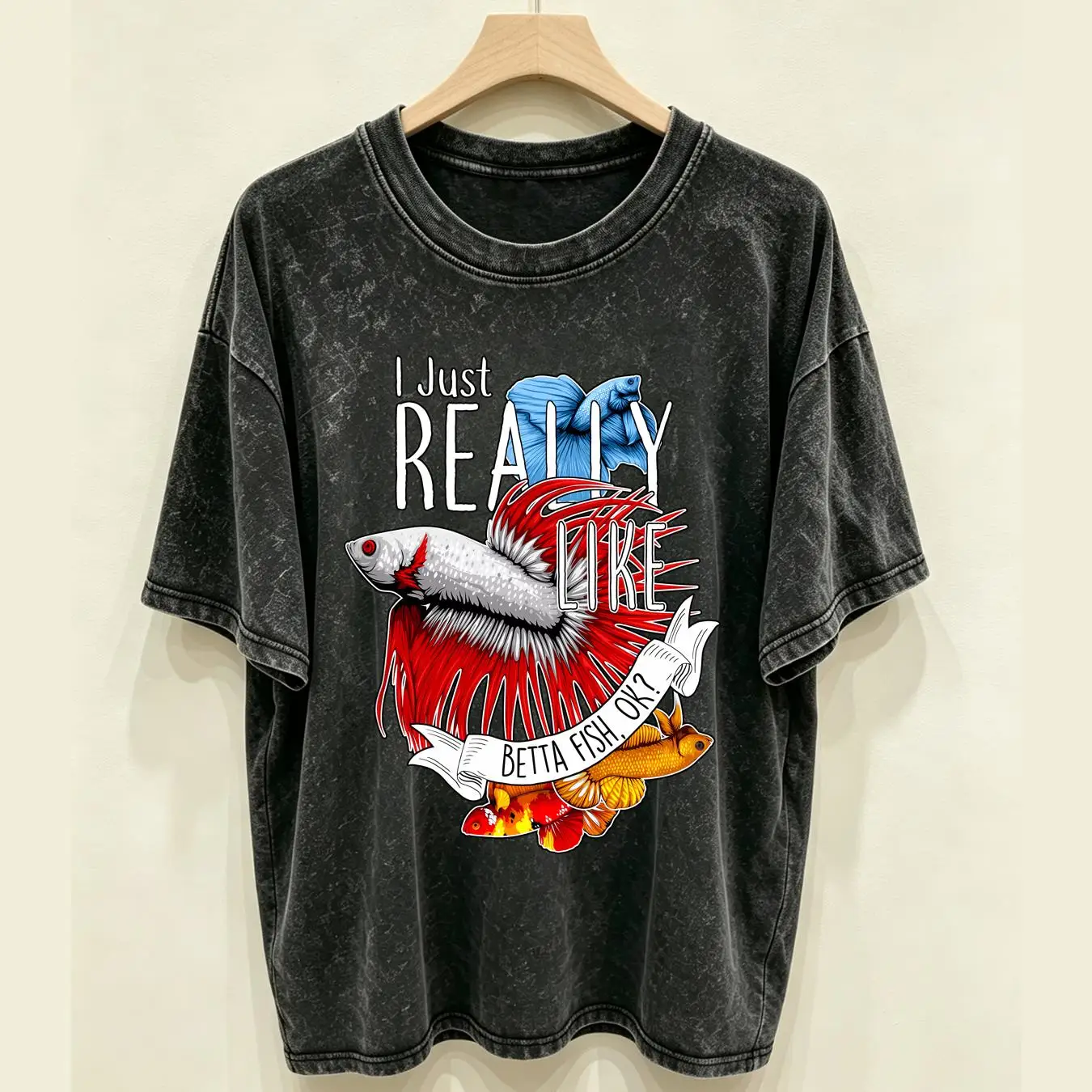 washed T Shirt Betta Fish Funn - Aquarium Fish Keeping recension och pris